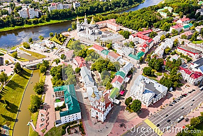 Vitebsk, Belarus - Nice top view of the city. Small houses in the city center Editorial Stock Photo