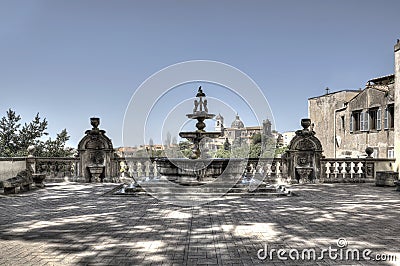 Viterbo Fountain Palazzo dei Priori HDRI Stock Photo