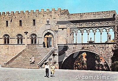 viterbo papal palace in lazio view in the 70s Editorial Stock Photo