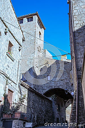 Viterbo medieval center Stock Photo