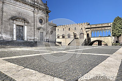Viterbo Piazza Cathedral Saint Lawrence and Papal Palace Stock Photo