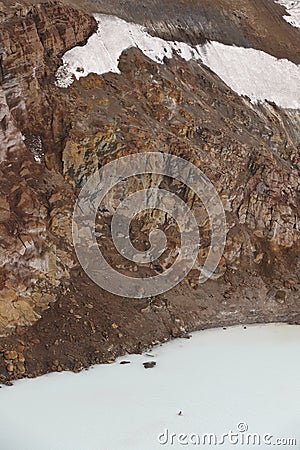 Viti volcano crater with a swimmer in Iceland Stock Photo