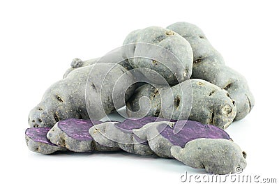 Vitolette noir or purple potato Stock Photo