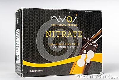 Vitoria ES Brazil - Apr 09 2023: Nitrate (NO3) test for marine aquariums Editorial Stock Photo