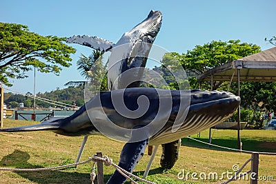 Vitoria, ES, Brazil - 11 03 23: humpback whale sculpture at Pope Square. Baleia Jubarte space Editorial Stock Photo