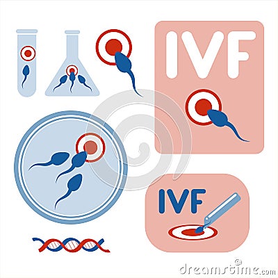 In vitro fertilisation. Collection of vector images. Vector Illustration