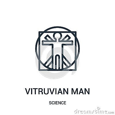 vitruvian man icon vector from science collection. Thin line vitruvian man outline icon vector illustration. Linear symbol for use Vector Illustration