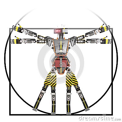 Vitruvian robot worker Stock Photo