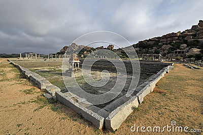 Vittalaraya Pushkarni or water tank at Hampi, Karnataka, India Stock Photo