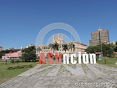 Viva AsunciÃ³n, Paraguay, AsunciÃ³n City, Federal Capital, MARISCAL LOPEZ Palace, Goverment House Stock Photo