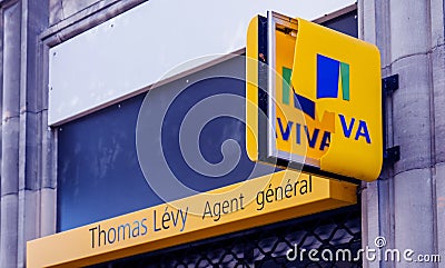 Viva insurance anget signage advertsing destroyed Editorial Stock Photo