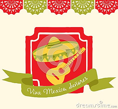 Viva Mexico - Greeting card Vector Illustration