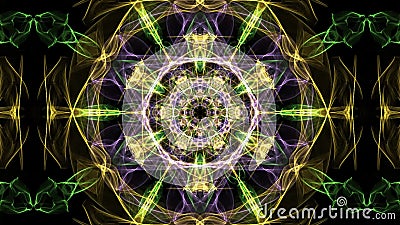 Vivent le mandala vert de fractale, tunnel visuel sur le fond noir Modèles symétriques animés pour le chant religieux et la médit illustration libre de droits Vivent le mandala vert de fractale, tunnel visuel sur le fond noir Modèles symétriques animés pour le chant religieux et la médit illustration libre de droits