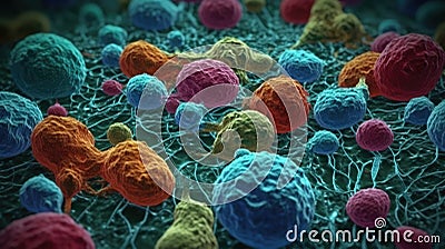Vivid Adipose Cells Under Electron Microscope. Ideal for Medical Research. Stock Photo