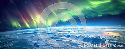 Vivid auroras from space Earths natural defense against solar winds a spectacle of geomagnetic phenomena Stock Photo