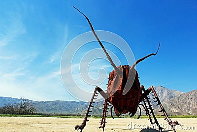 Grasshopper sculpture, Anza Borrego Desert State Park, California Editorial Stock Photo