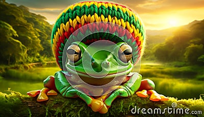 Reggae Rhythms: The Rasta Frog Stock Photo