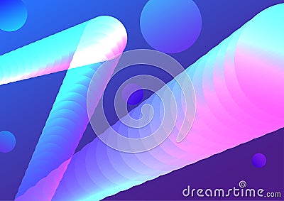 Vivid Color Gradient Layered Circle Shapes Dynamic Zigzag Line Abstract Background Vector Illustration