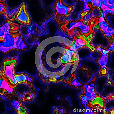 Vivid colorful bright neon liquid shapes, funky psychedelic watercolor backdrop in chaos swirl hippie Stock Photo