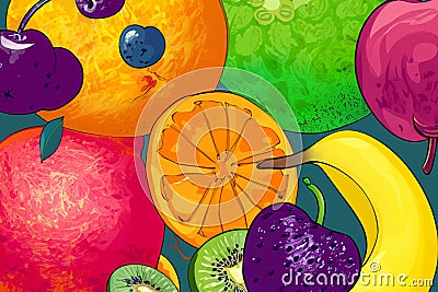 Vivid colorful fresh fruits Stock Photo