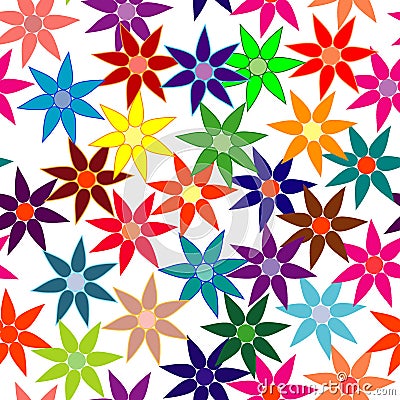 Vivid, colorful, repeating flower background Vector Illustration