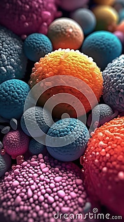 Vivid Colors of Adipose Cells Under the Microscope . Stock Photo