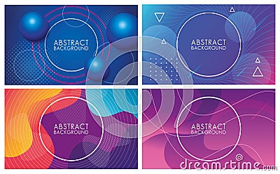 Vivid colors and fluids set of abstract backgrounds Vector Illustration