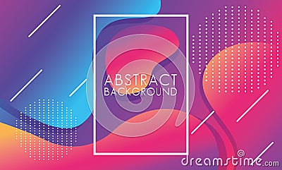 Vivid colors and fluids with square frame abstract background Vector Illustration