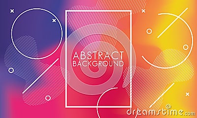 Vivid colors and fluids with square frame abstract background Vector Illustration