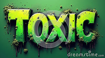 Green toxic text in 3D graffiti style on textured background Stock Photo