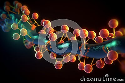 Vivid 3D illustration of the electron transport chain in mitochondria Cartoon Illustration