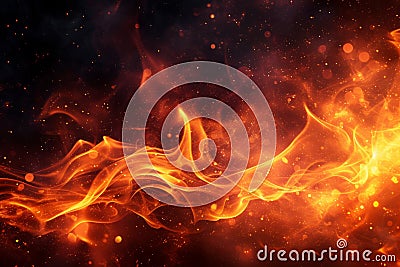 Vivid depiction of a firestorm with bright sparks and intense warm colors Stock Photo