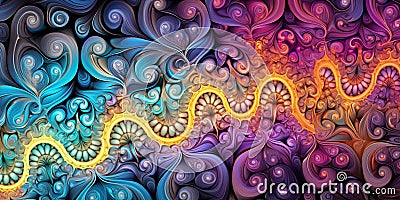 Vivid and detailed depiction of an intricate fractal pattern, representing the beauty and complexity of mathematical Stock Photo