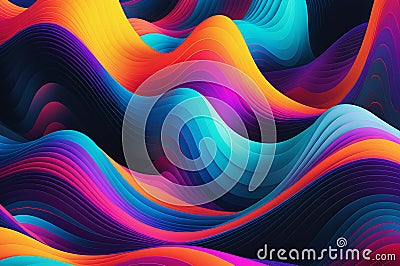 Vivid Dreamscape: Digitally Rendered AI-Generated Image with Flowing Abstract Patterns and Neon Colors Stock Photo