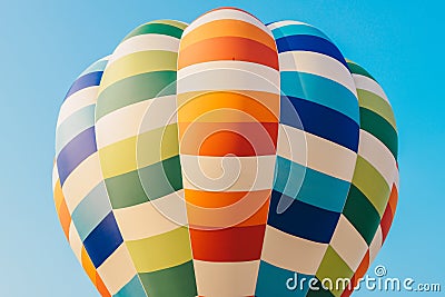 The vivid envelope of hot air balloon Inflatable after adding heated air to the inside. Stock Photo