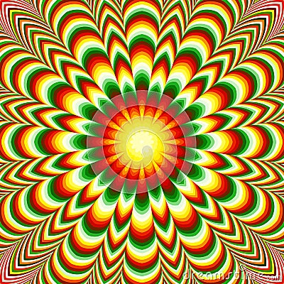 Vivid flower mandala with optical illusion effect Stock Photo