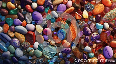 Vivid Gem Mosaic: A Lively Composition of Multihued Stones Stock Photo