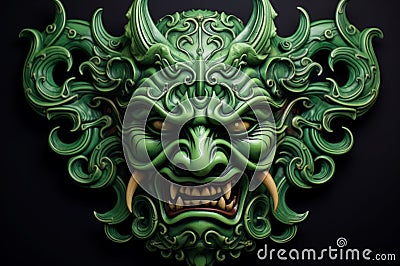 Vivid Green demon face eyes. Generate Ai Stock Photo