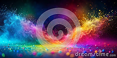 Vivid light and floating dust particles in a colorful backdrop Generative By AI Stock Photo
