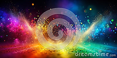 Vivid light and floating dust particles in a colorful backdrop Generative By AI Stock Photo