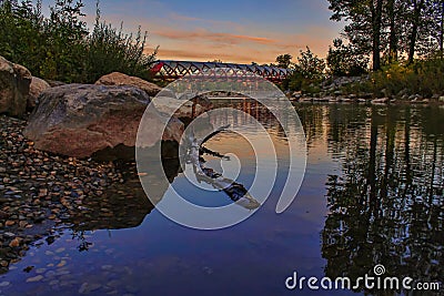 Side View Of The Peace Bridge At Sunrise Editorial Stock Photo