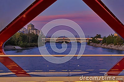 Walkway On The Peace Bridge At Sunrise Editorial Stock Photo