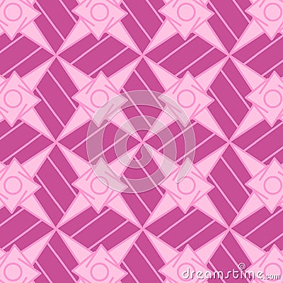 Vivid pink modern geometric pattern of stars over striped background Vector Illustration