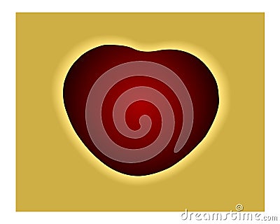 Vivid Red Bokeh Blur Heart on golden gradient frame love valentine Greeting card vector Illustration Vector Illustration