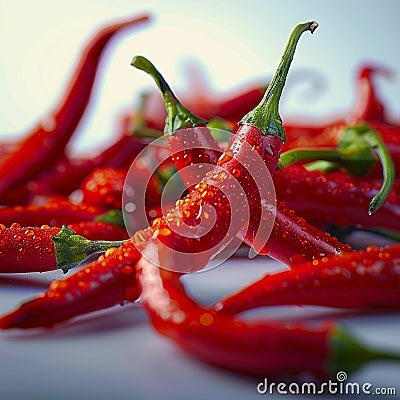 Vivid red hot chili peppers close up, creating a bold visual Stock Photo