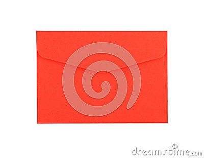 Vivid red paper envelope isolated on white Stock Photo