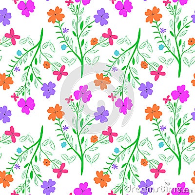 Vivid seamless flowered pattern Vector Illustration