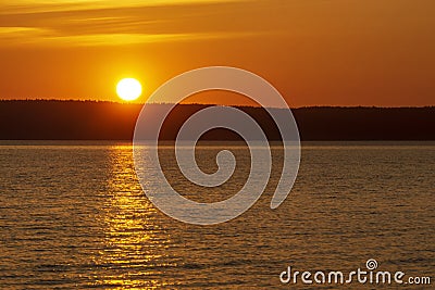 Vivid sunrise over the lake at dawning Stock Photo