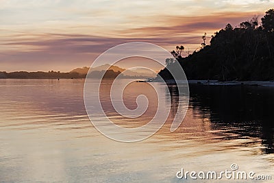 Vivid sunset, Snowy River Estuary, Victoria, Australia Stock Photo