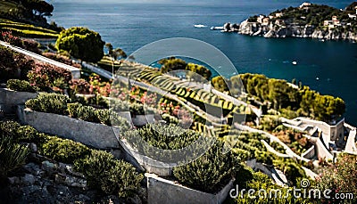 Vivid Terraces of the Ligurian Coast Stock Photo